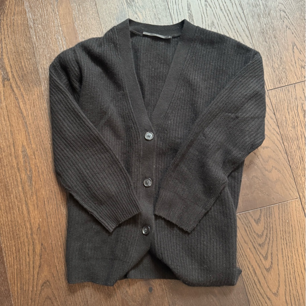 Jenni Kayne Cozy Black Button-Up Cashmere Cocoon Cardigan